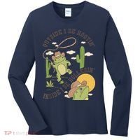 Outside I Be Hootin Inside I Be Hollerins Frog Women's Long Sleeve Shirt thumb 0