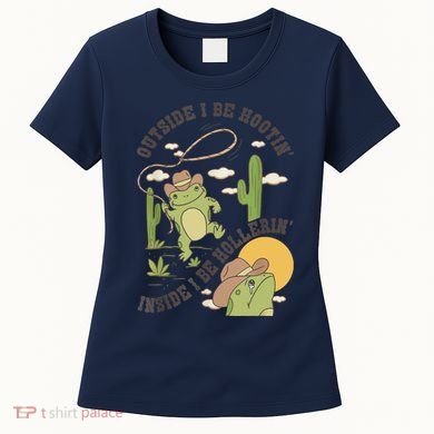 Outside I Be Hootin Inside I Be Hollerins Frog Women's T-Shirt