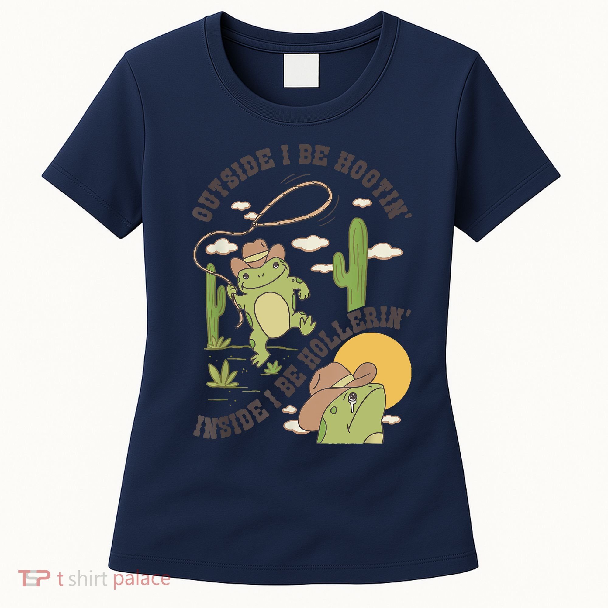 Outside I Be Hootin Inside I Be Hollerins Frog Women's T-Shirt