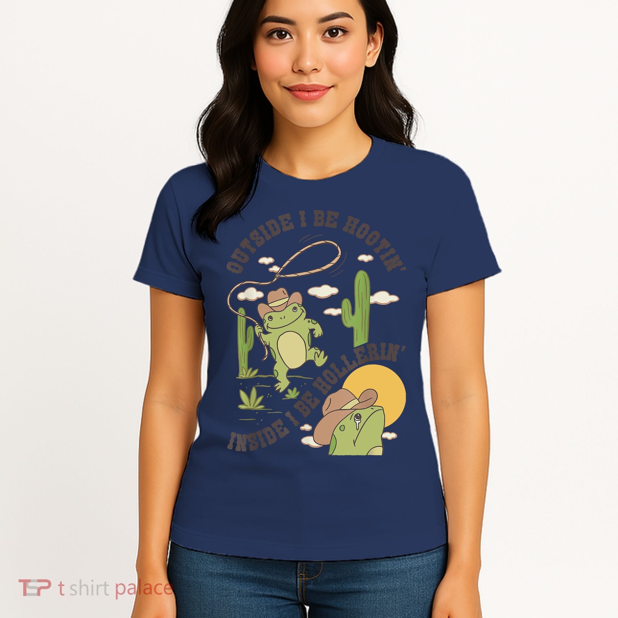 Outside I Be Hootin Inside I Be Hollerins Frog Women's T-Shirt