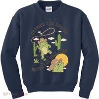 Outside I Be Hootin Inside I Be Hollerins Frog Kids Sweatshirt thumb 0