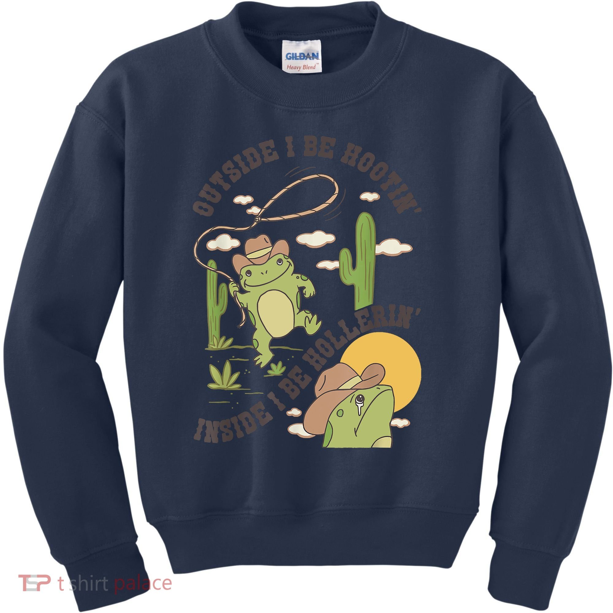 Outside I Be Hootin Inside I Be Hollerins Frog Kids Sweatshirt