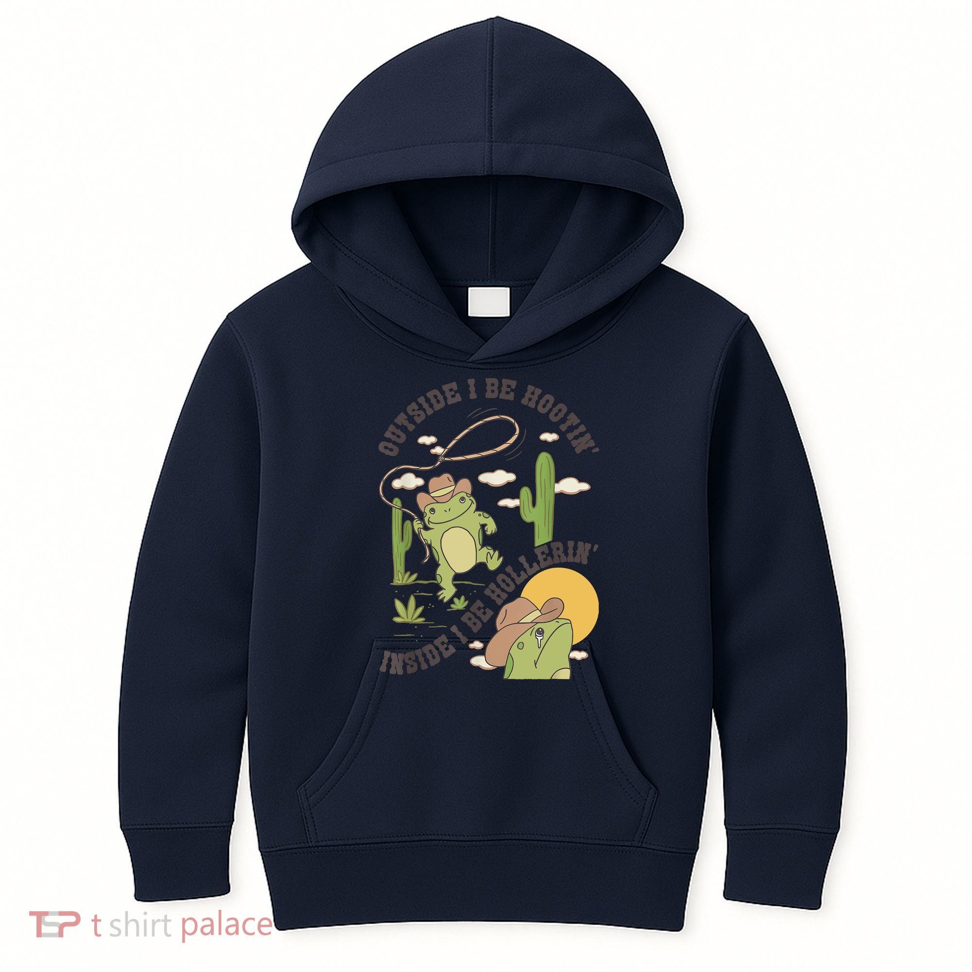 Outside I Be Hootin Inside I Be Hollerins Frog Kids Hoodie