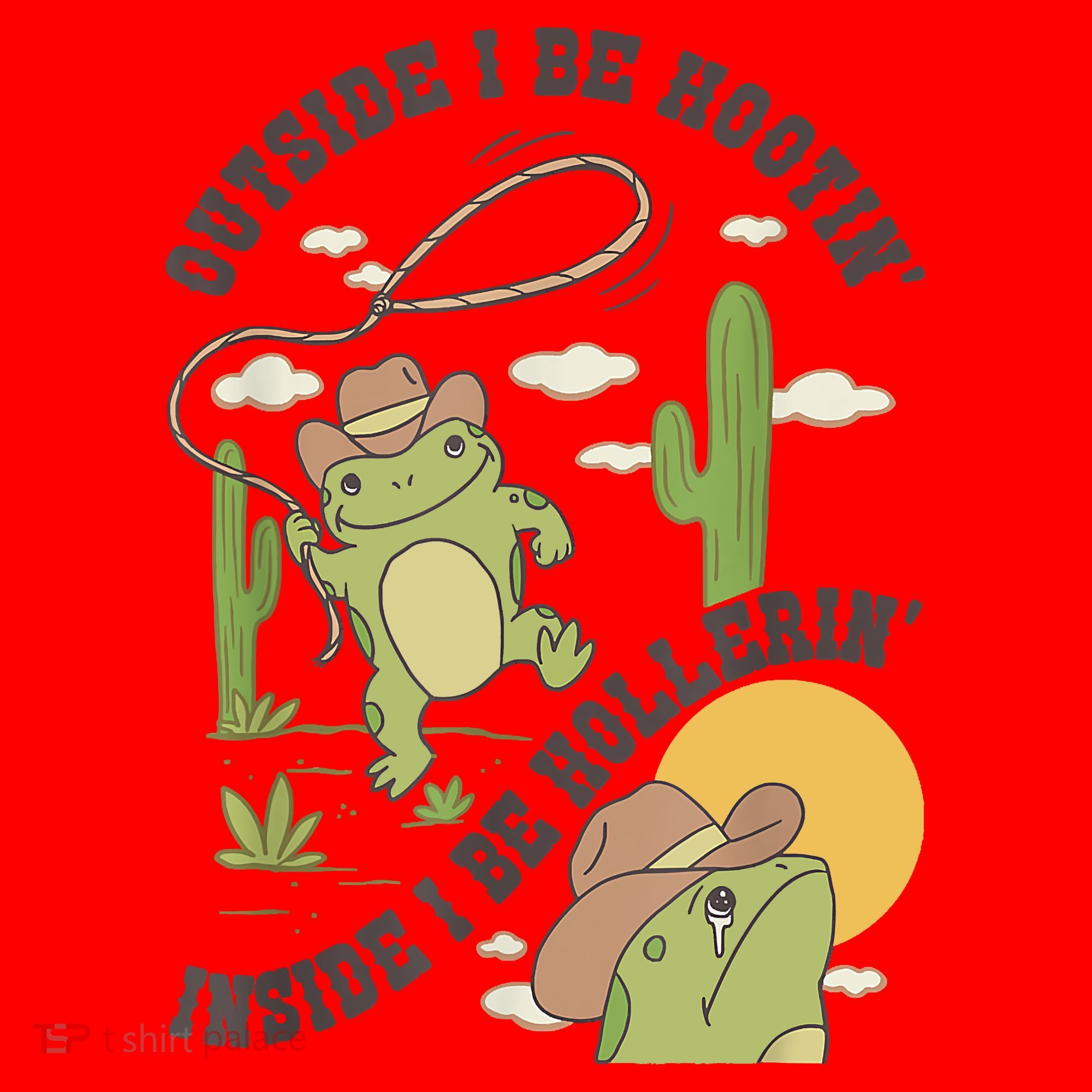 Outside I Be Hootin Inside I Be Hollerins Frog Santa Hat