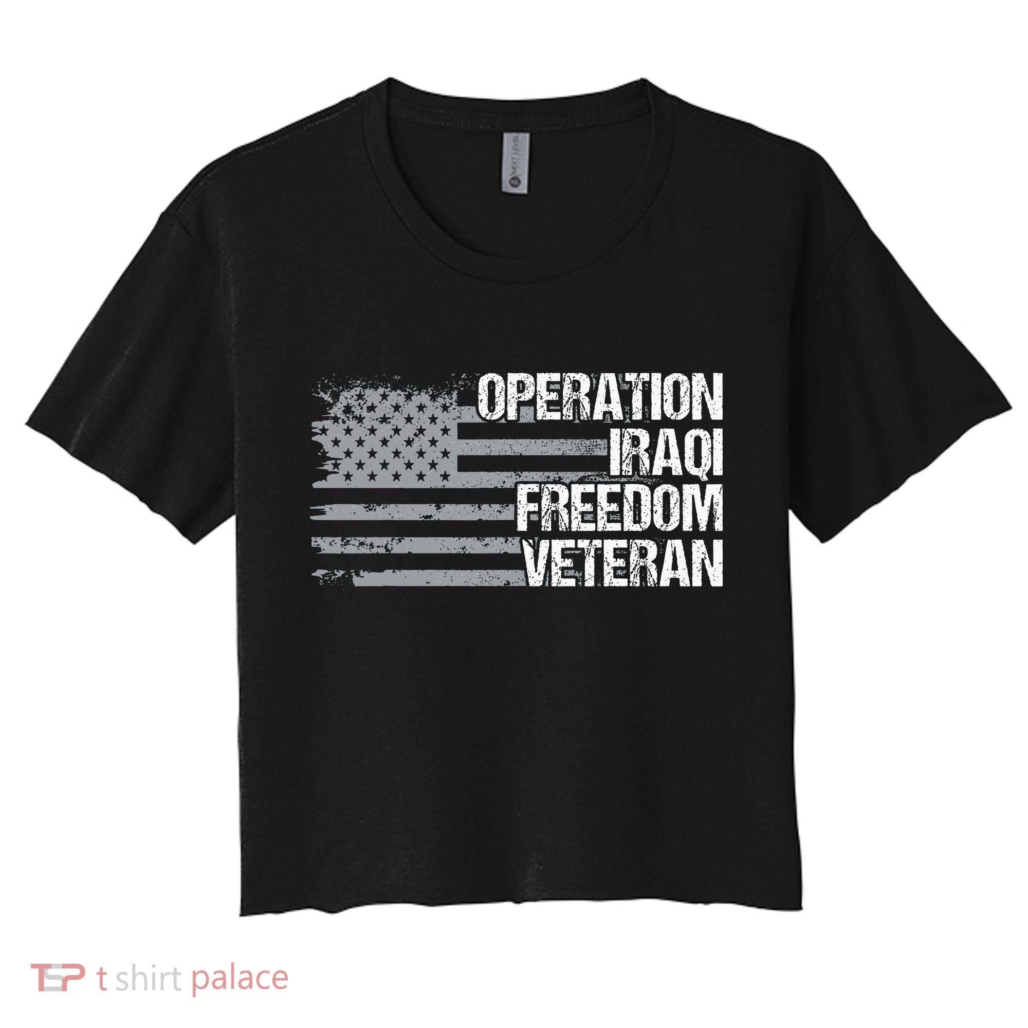 Operation Iraqi Freedom Dad Grandpa Us Flag Oif Veteran Women's Crop Top Tee