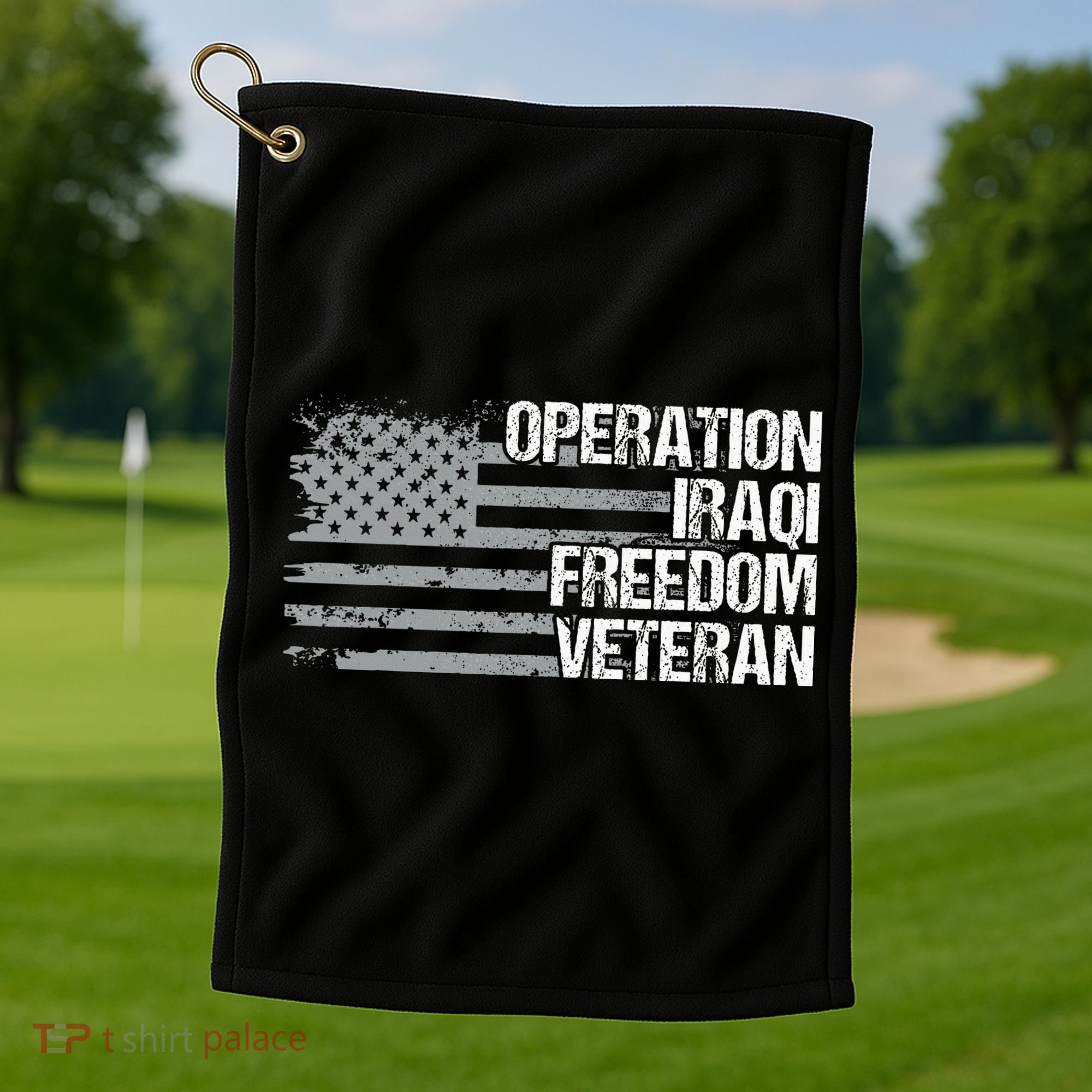 Operation Iraqi Freedom Dad Grandpa Us Flag Golf Towel