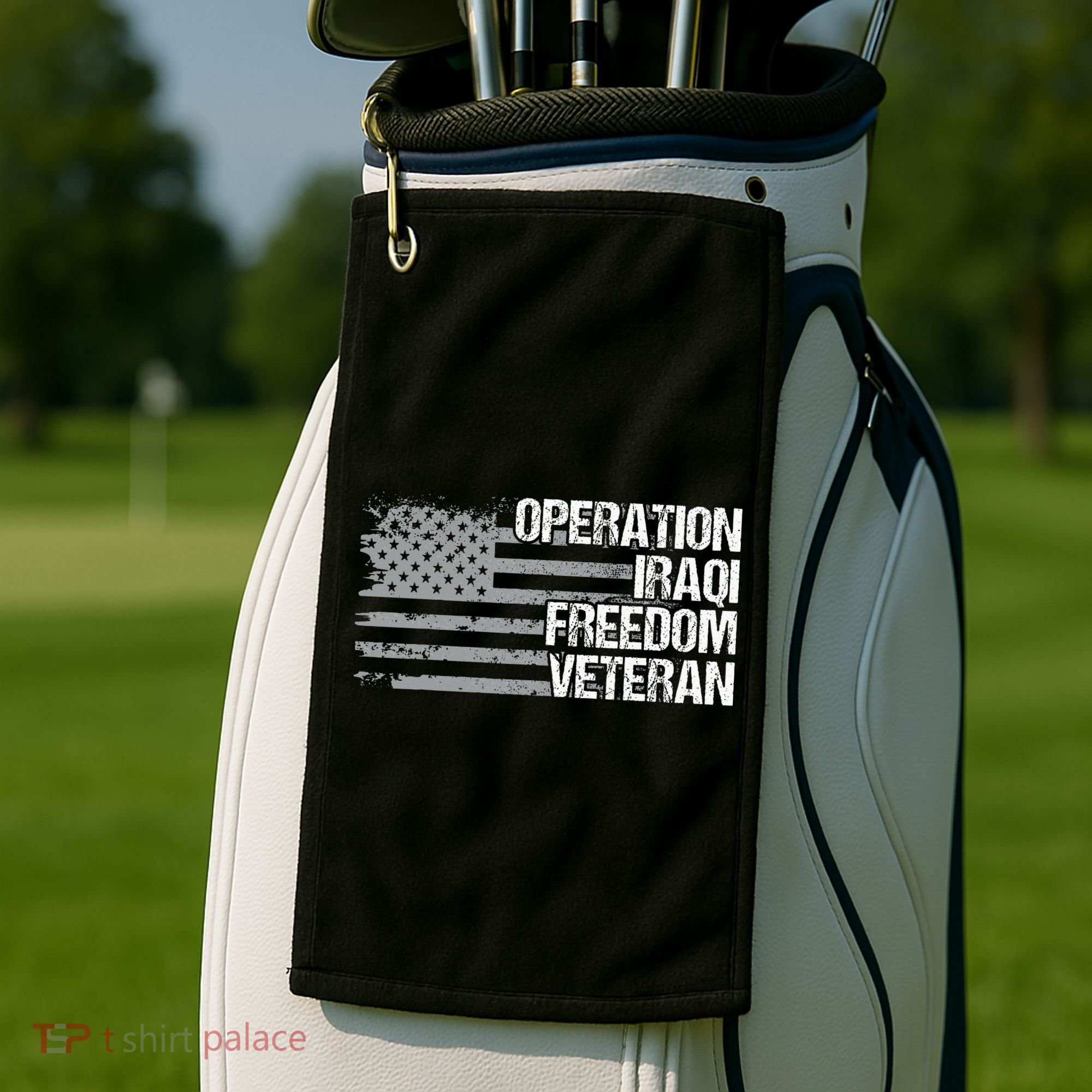 Operation Iraqi Freedom Dad Grandpa Us Flag Golf Towel