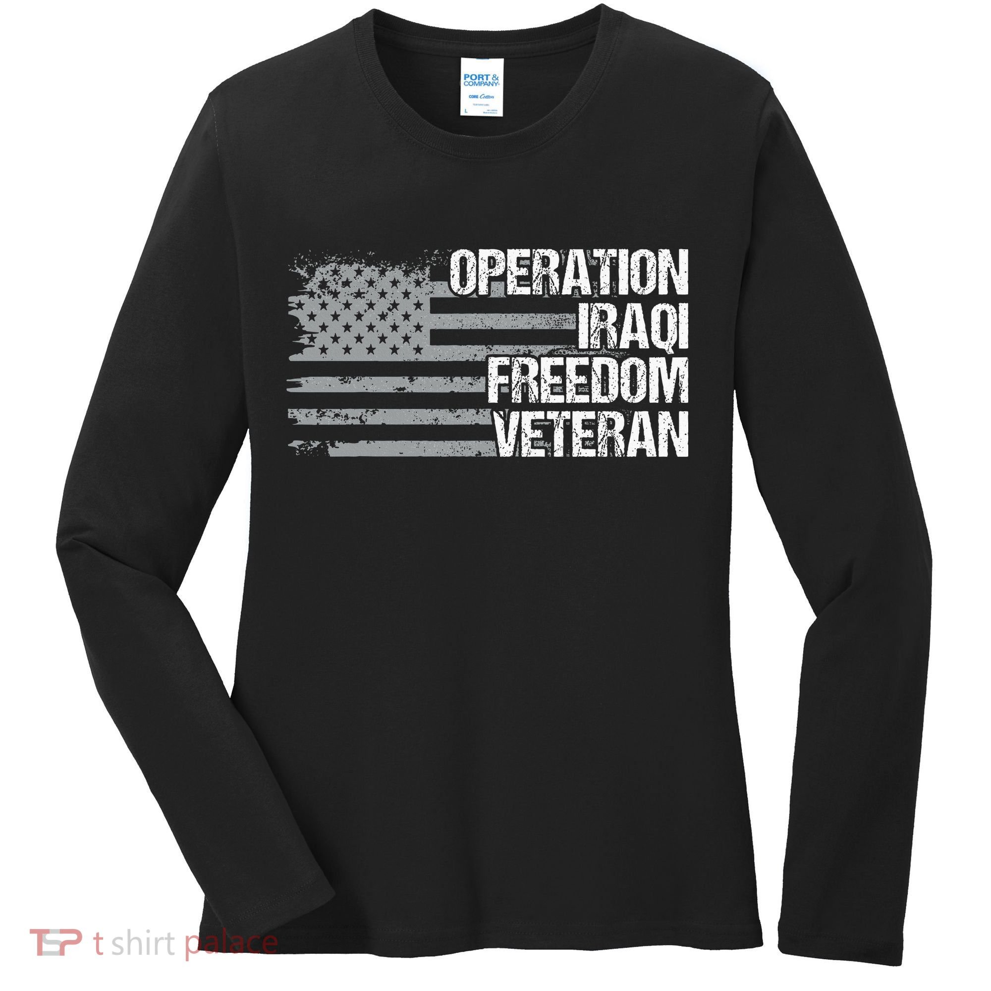 Operation Iraqi Freedom Dad Grandpa Us Flag Women's Long Sleeve Shirt