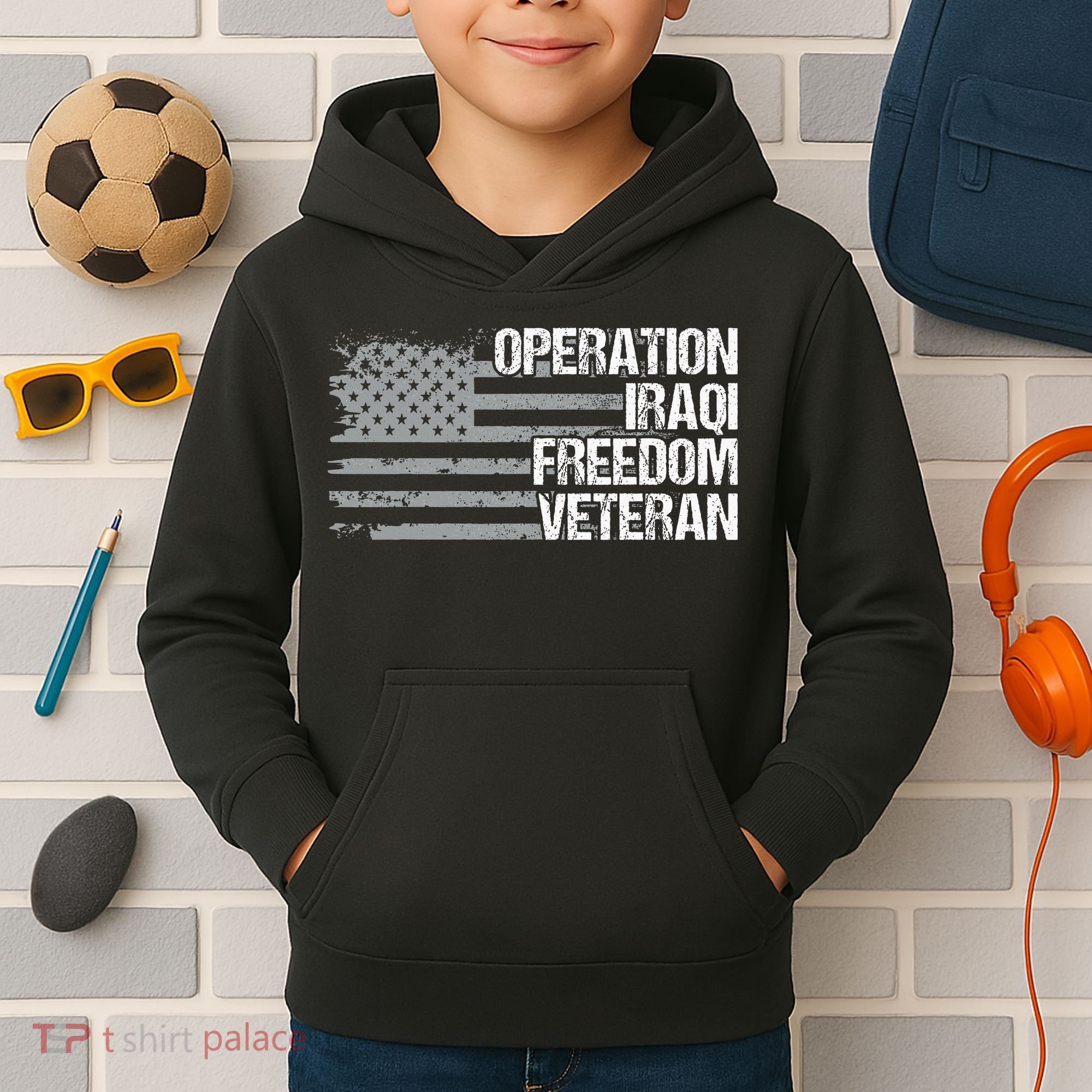 Operation Iraqi Freedom Dad Grandpa Us Flag Kids Hoodie