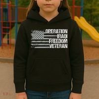 Operation Iraqi Freedom Dad Grandpa Us Flag Kids Hoodie thumb 3