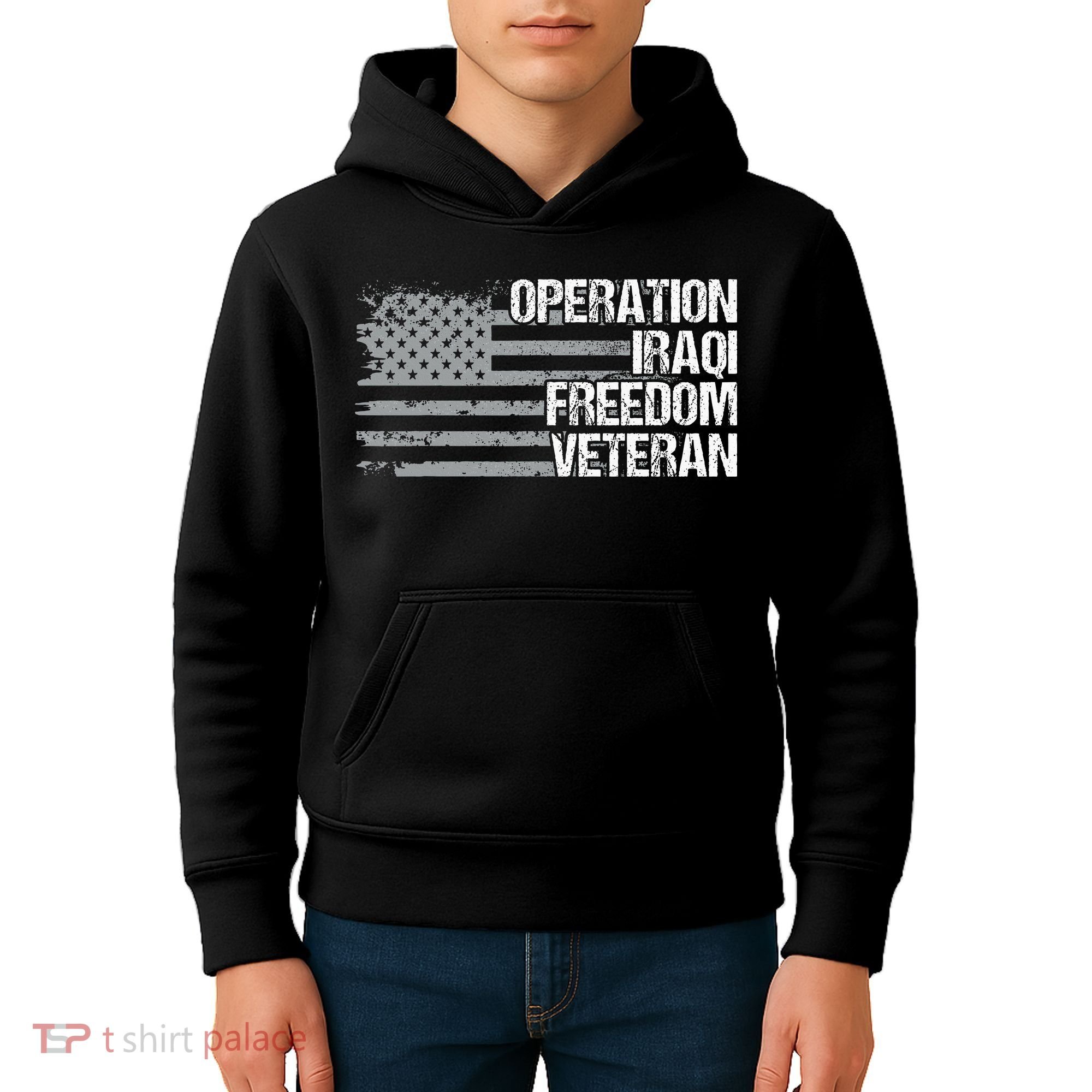 Operation Iraqi Freedom Dad Grandpa Us Flag Kids Hoodie