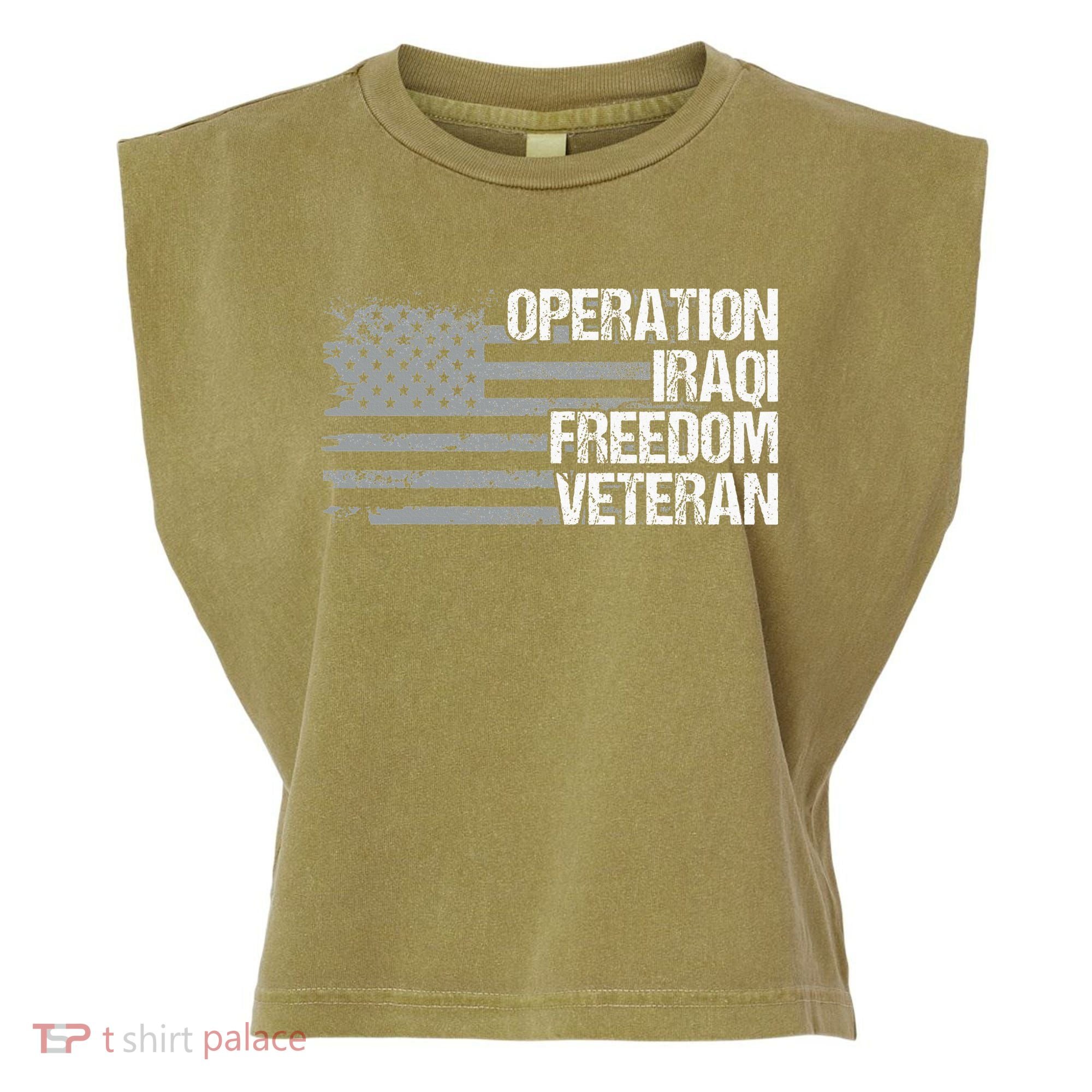 Operation Iraqi Freedom Dad Grandpa Us Flag Garment-Dyed Women's Muscle Tee