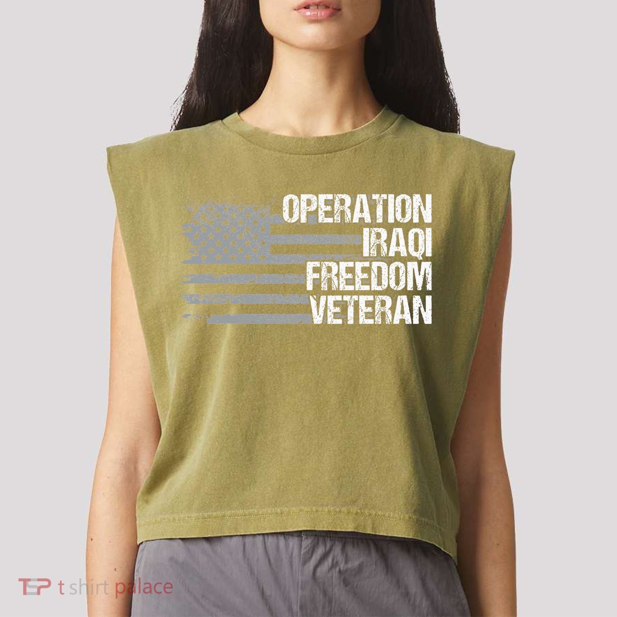 Operation Iraqi Freedom Dad Grandpa Us Flag Garment-Dyed Women's Muscle Tee