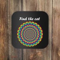 Optical Illusion Find The Cat Coaster thumb 0