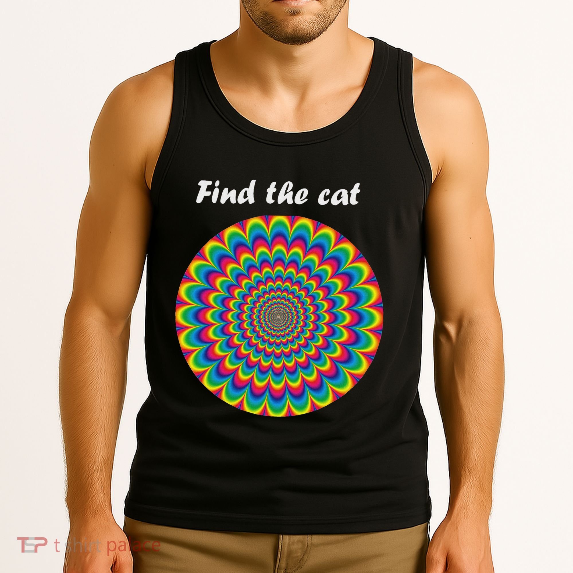Optical Illusion Find The Cat Tank Top
