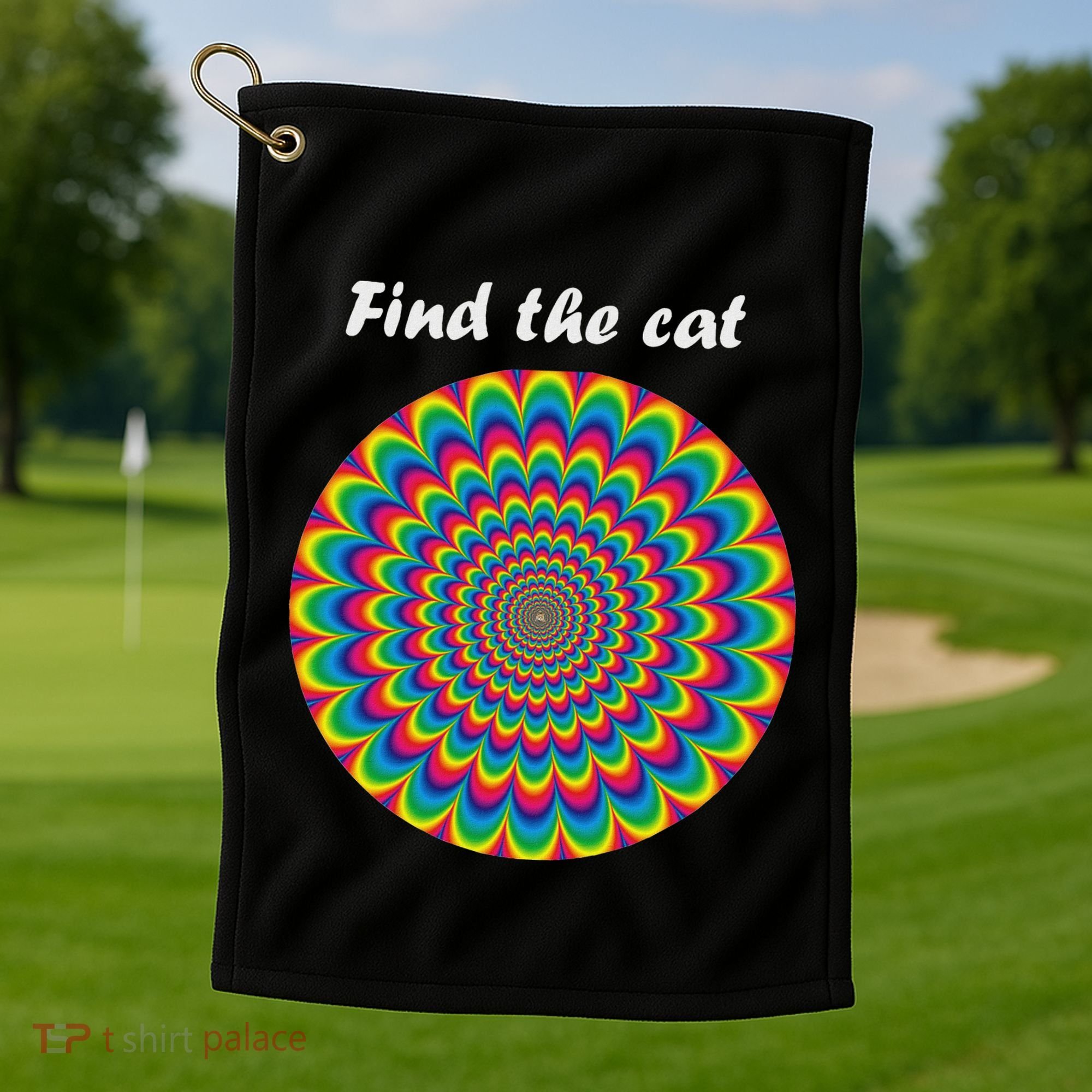 Optical Illusion Find The Cat Golf Towel