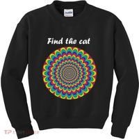 Optical Illusion Find The Cat Kids Sweatshirt thumb 0