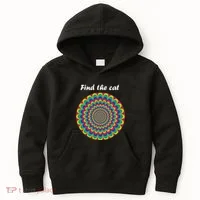 Optical Illusion Find The Cat Kids Hoodie thumb 0