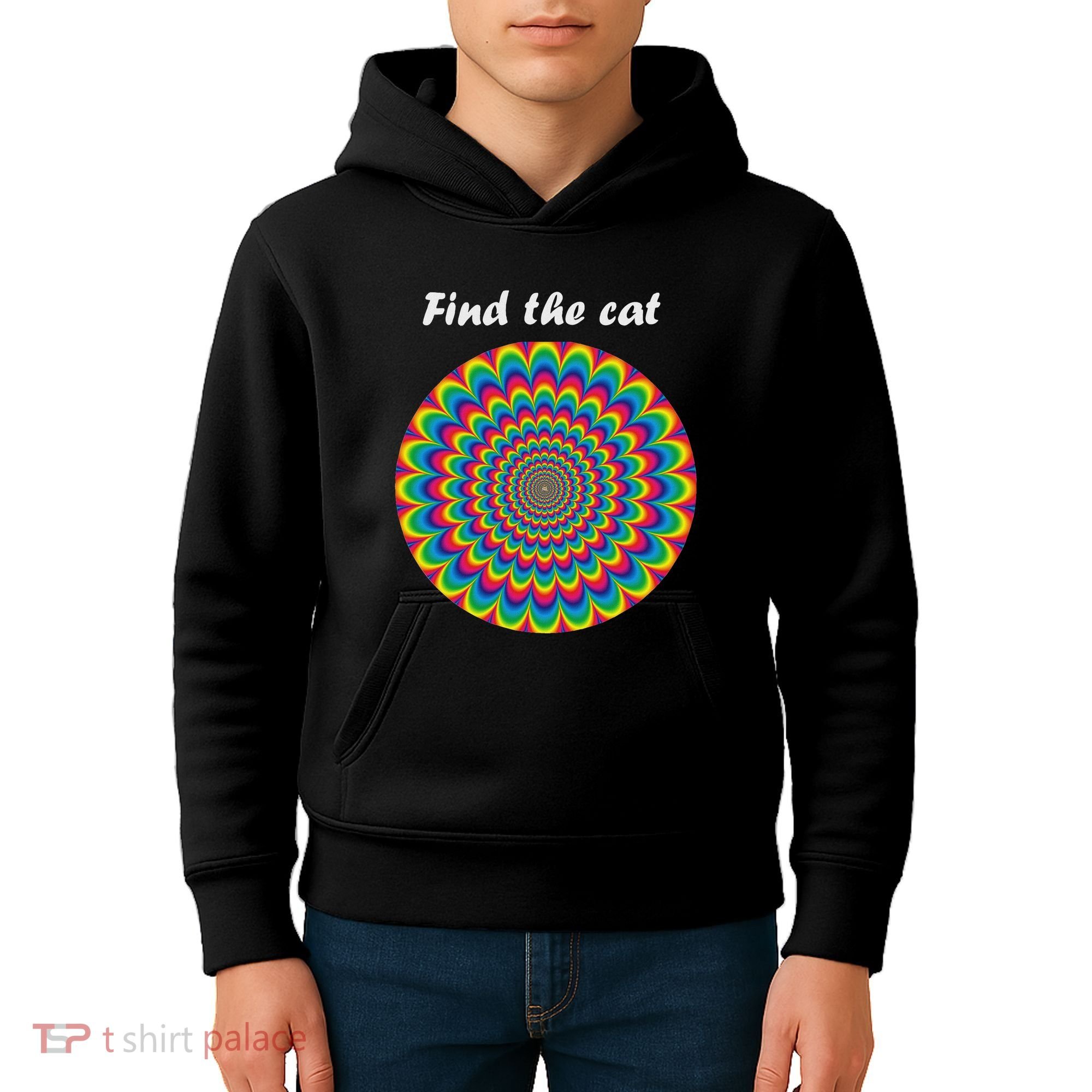 Optical Illusion Find The Cat Kids Hoodie