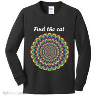 Optical Illusion Find The Cat Kids Long Sleeve Shirt thumb 0