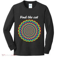 Optical Illusion Find The Cat Kids Long Sleeve Shirt thumb 0