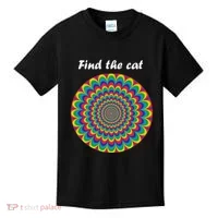 Optical Illusion Find The Cat Kids T-Shirt thumb 0