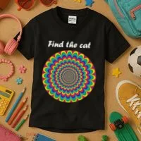 Optical Illusion Find The Cat Kids T-Shirt thumb 3