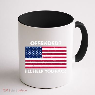 Offended? I'll Help You Pack Patriotic USA Flag Coffee Mug back