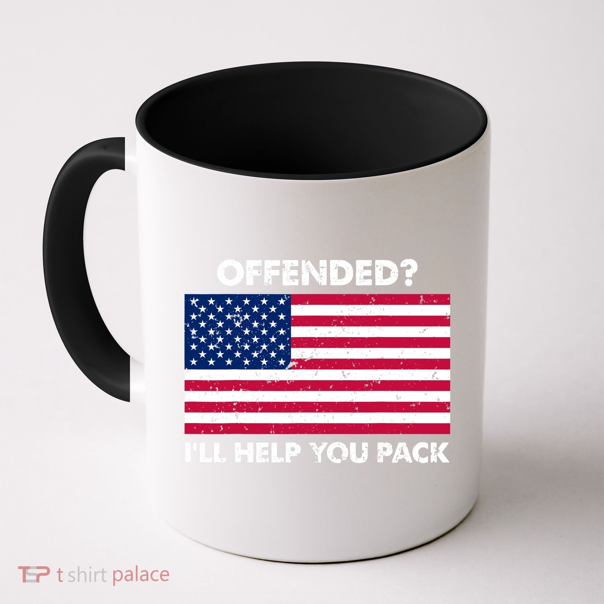 Offended? I'll Help You Pack Patriotic USA Flag Coffee Mug