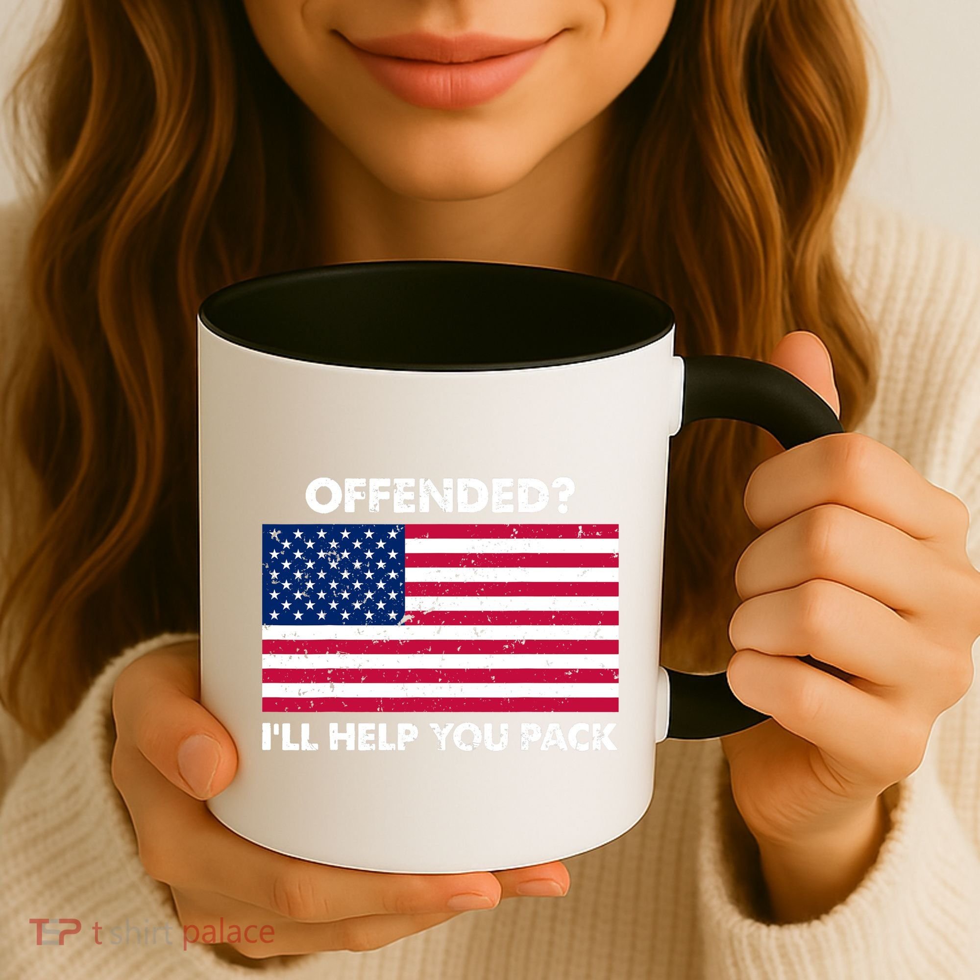 Offended? I'll Help You Pack Patriotic USA Flag Coffee Mug