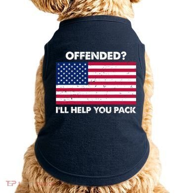 Offended? I'll Help You Pack Patriotic USA Flag Doggie Tank