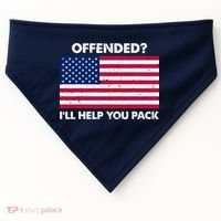 Offended? I'll Help You Pack Patriotic USA Flag USA-Made Doggie Bandana thumb 0