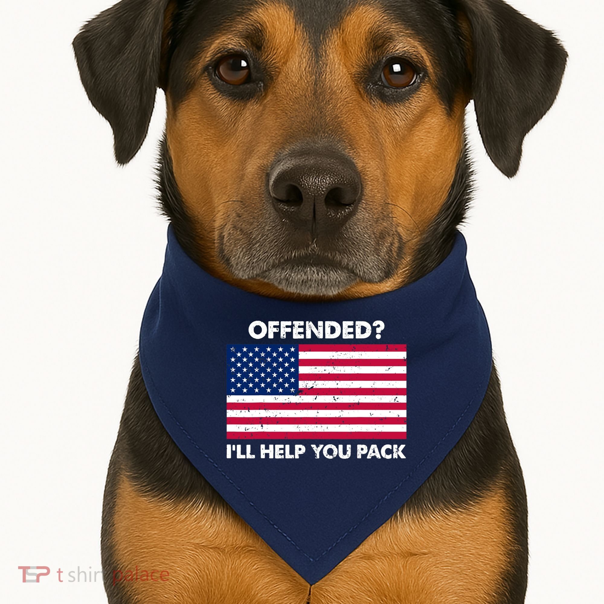 Offended? I'll Help You Pack Patriotic USA Flag USA-Made Doggie Bandana