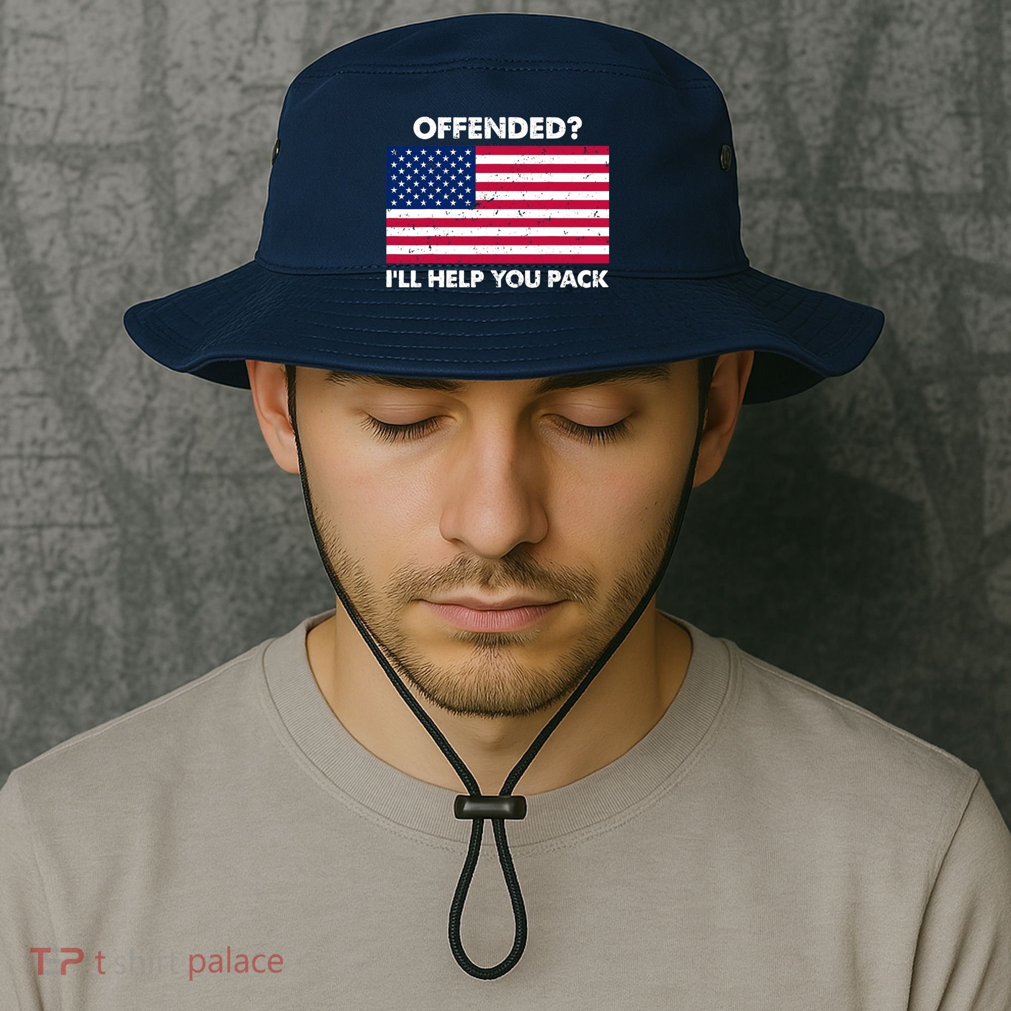 Offended? I'll Help You Pack Patriotic USA Flag Bucket Hat