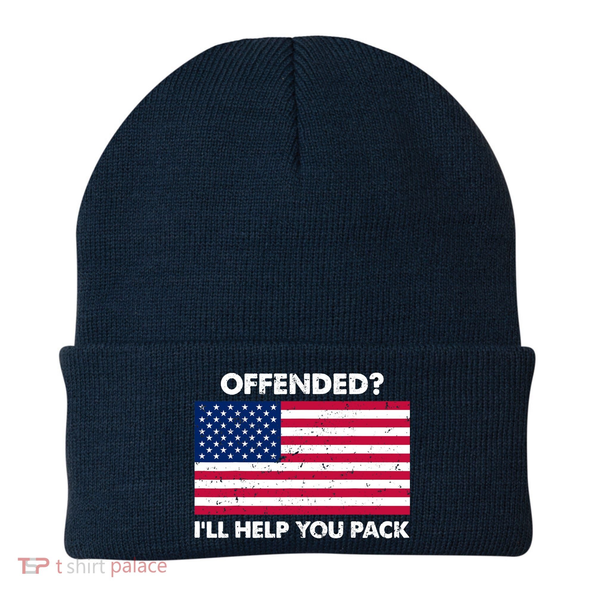Offended? I'll Help You Pack Patriotic USA Flag Beanie