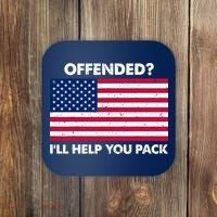Offended? I'll Help You Pack Patriotic USA Flag Coaster thumb 0