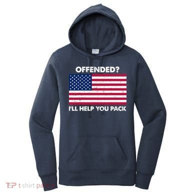 Offended? I'll Help You Pack Patriotic USA Flag Women's Hoodie