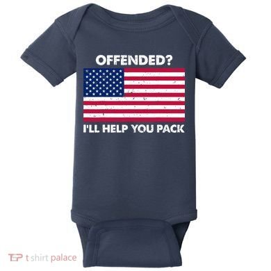 Offended? I'll Help You Pack Patriotic USA Flag Baby Bodysuit