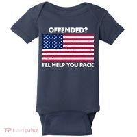 Offended? I'll Help You Pack Patriotic USA Flag Baby Bodysuit thumb 0