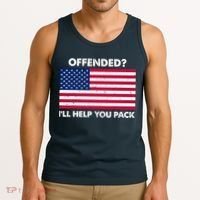 Offended? I'll Help You Pack Patriotic USA Flag Tank Top thumb 3