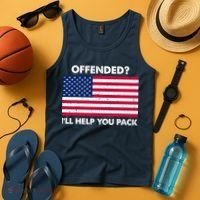 Offended? I'll Help You Pack Patriotic USA Flag Tank Top thumb 4