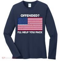 Offended? I'll Help You Pack Patriotic USA Flag Women's Long Sleeve Shirt thumb 0