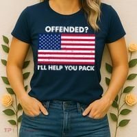 Offended? I'll Help You Pack Patriotic USA Flag Women's T-Shirt thumb 2