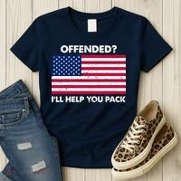 Offended? I'll Help You Pack Patriotic USA Flag Women's T-Shirt thumb 3