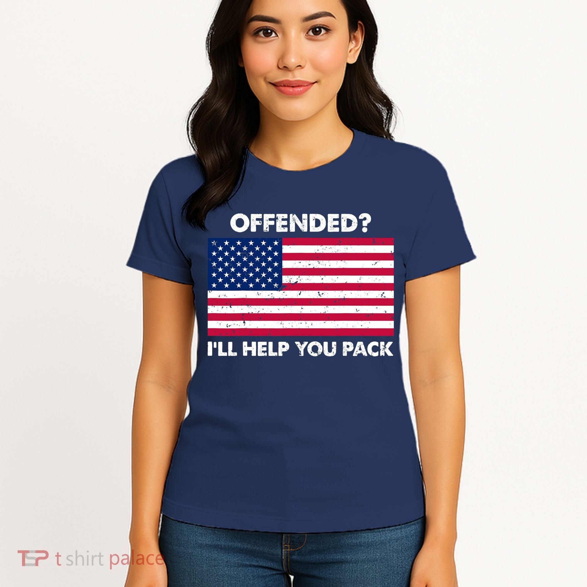 Offended? I'll Help You Pack Patriotic USA Flag Women's T-Shirt
