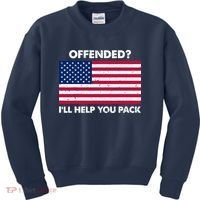 Offended? I'll Help You Pack Patriotic USA Flag Kids Sweatshirt thumb 0