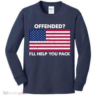 Offended? I'll Help You Pack Patriotic USA Flag Kids Long Sleeve Shirt