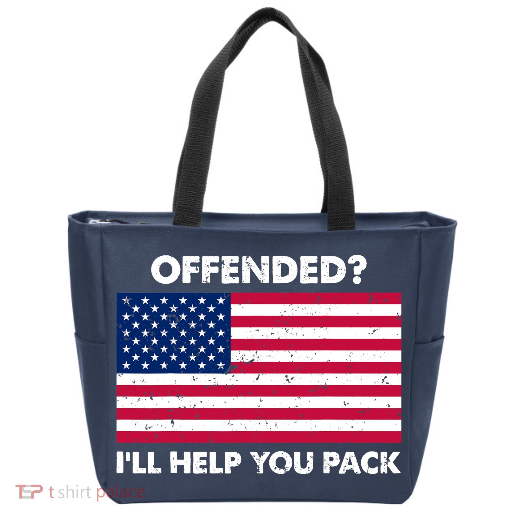 Offended? I'll Help You Pack Patriotic USA Flag Tote Bag