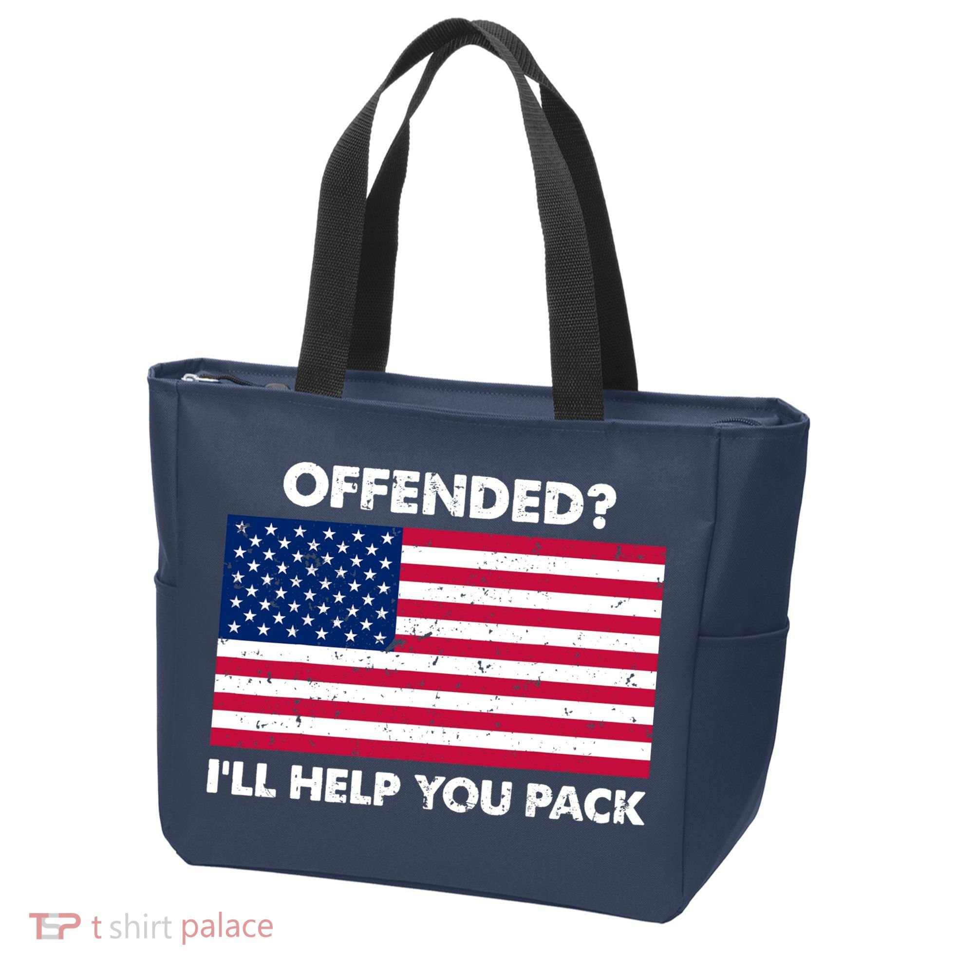 Offended? I'll Help You Pack Patriotic USA Flag Tote Bag