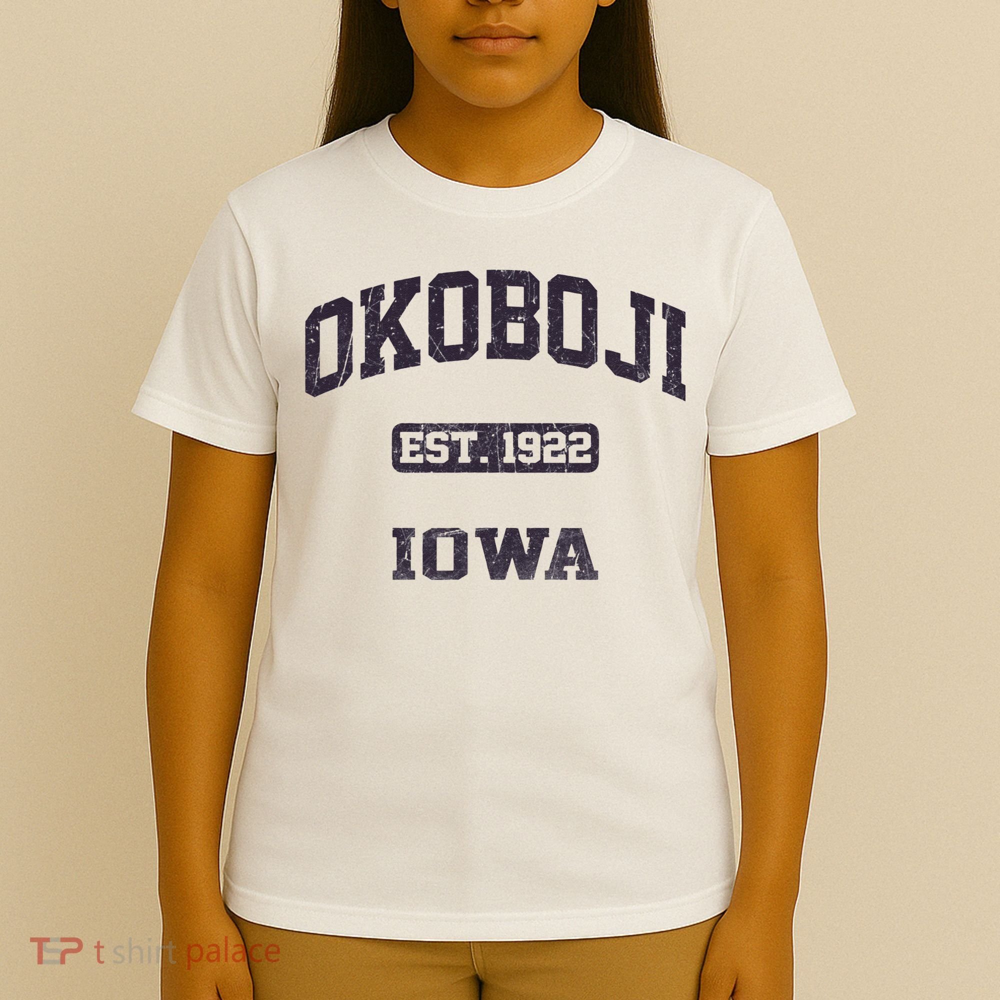 Okoboji Iowa IA vintage State Athletic style T-Shirt